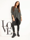 Sweter damski Plus Size z dekoltem V grafitowy