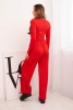 Damen-Set aus Viskose mit Bluse und weiten Hosen rot