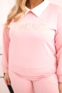 Damen Set Butter Plus Size mit weitem Bein und Kragen hellrosa