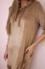 Velor dress with a hood beige