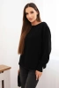 Damenpullover aus Viskose mit langen Ärmeln und seitlichen Schlitzen schwarz
