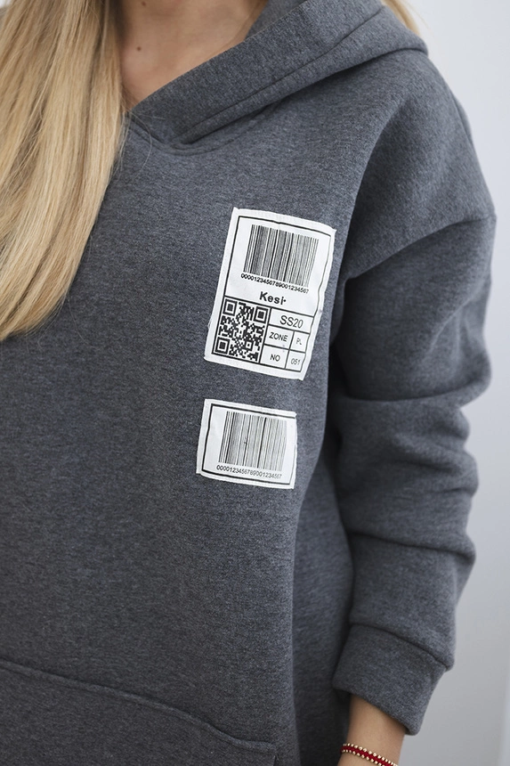 Sweatshirt mit Kapuze und Patches graphit