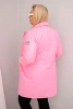 Plus Size women's quilted jacket with decorative buttons and collar light pink