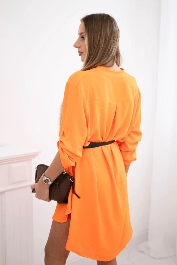 Dress with longer back and belt orange