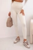 Legginsy damskie modelujące z wysokim stanem jasno beżowe
