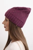 Women's winter wool hat with decorative embossing K474 dark purple