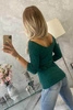 Round neckline blouse dark green