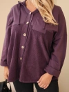 Bluza damska bawełniana Plus Size z kapturem i guzikami ciemno fioletowa