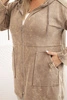 Women's Plus Size distressed hoodie with pockets camel
