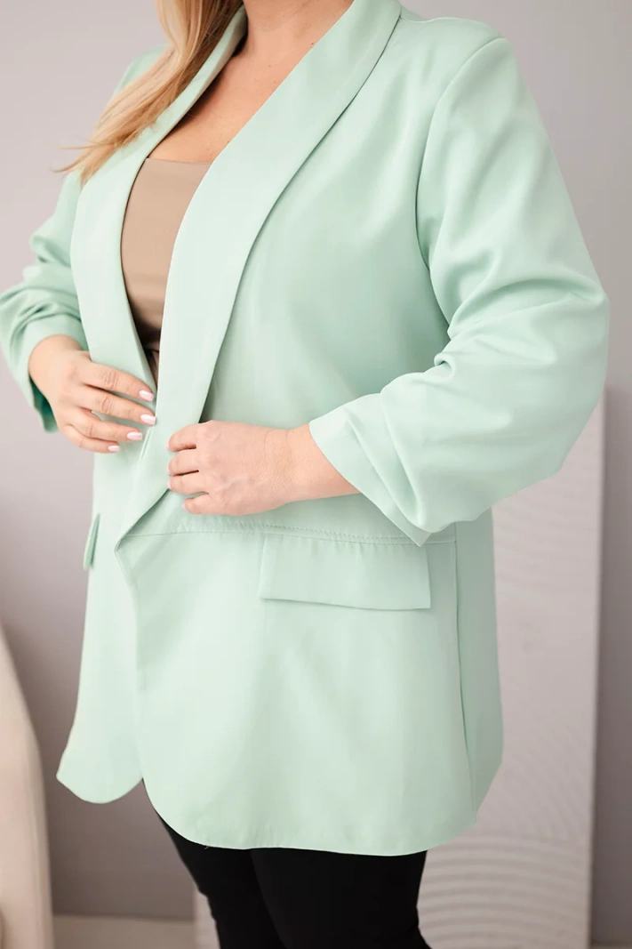 Dámská plus size elegantní sako mátová