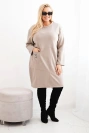 Damenkleid Plus Size mit Tasche und 3/4-Ärmeln fango