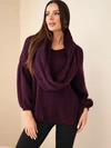 A sweater women's with wool blend and snood plum