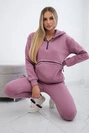 Insulated set with a decorative pocket dark pink