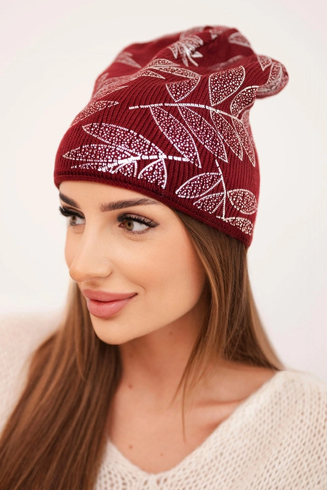 Women's winter wool hat with double rolled-up cuff K426 orange