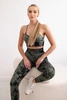 Fitness set top with adjustable straps + push up leggings khaki