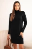 Damenstrickkleid mit Rollkragen und Tasche schwarz