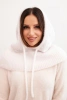Women's hooded cap with tie and braided pattern white