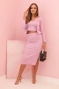 Damen 3-teiliges Set mit Rock und Blazer lila