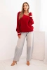 Sweter damski wiskozowy asymetryczny typu nietoperz bordowy