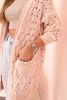 Damen Cardigan mit Taschen aus Ajour-Pullover rosa