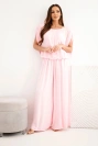 Damen-Set aus Viskose mit Bluse und weiten Hosen Bonbonrosa