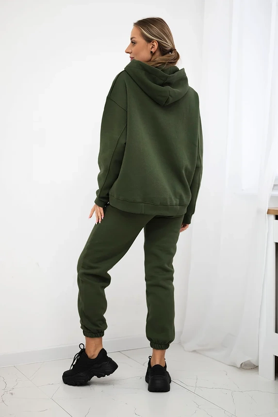 Izolovaná bavlněná souprava, mikina + kalhotami Brooklyn khaki