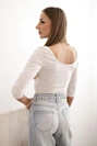 Blouse round neckline beige melange