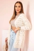 Women's openwork cardigan with pockets beige