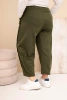 Dámské bavlněné kalhoty Plus Size volného střihu s vysokým pasem khaki