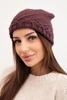 Women's winter hat with decorative weave and classic style K372 dark purple