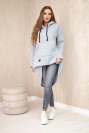 Padded sweatshirt with long back and hood gray