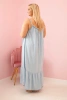 Plus Size women's dress with straps and ruffle light denim