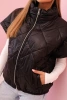 Women's quilted vest with short sleeves and a stand-up collar black