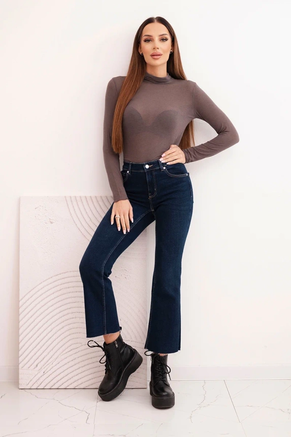 Dámská blůza z kašmíru s rolákem a dlouhým rukávem mocca