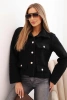Women's jacket with fluffy wool texture and decorative buttons black
