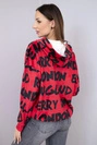 Damen Oversize-Kapuzenpullover mit Aufdruck rot