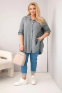 Bavlněná mušelínová košile Plus Size tmavě šedá