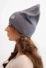 Women's ribbed cap made of modal and viscose with a decorative button dark gray