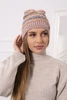 Cap with fleece Patrycja K254 pink + cappuccino