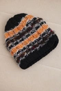 Damenwintermütze mit buntem Garn und elastischem Bündchen K352 schwarz+neonorange
