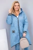 Women's Plus Size quilted jacket with a hood and sporty cuffs denim