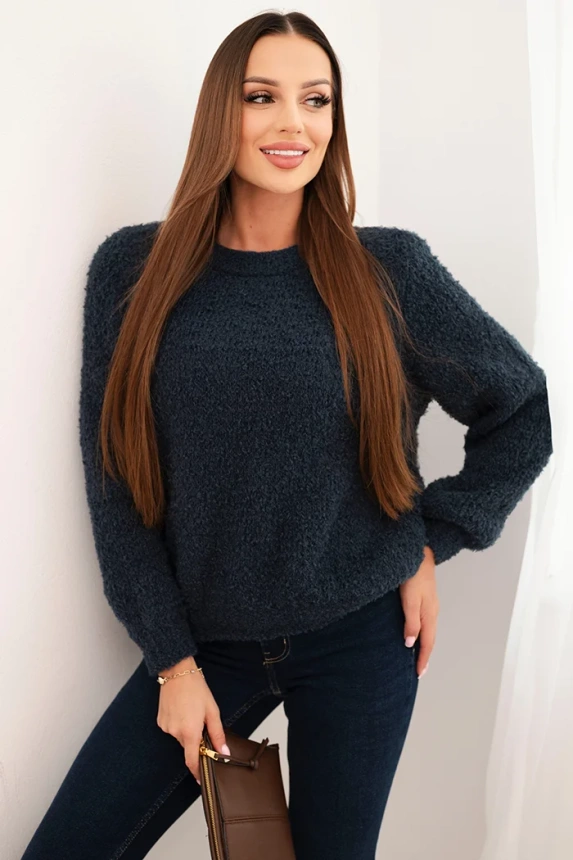 Damenpullover aus weichem Mohair blau