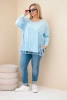 Moteriška medvilninė bluzonė Plus Size su kutais mėlyna