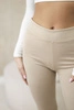 Women's ribbed leggings with a high waist beige