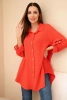 Cotton muslin shirt Plus Size red