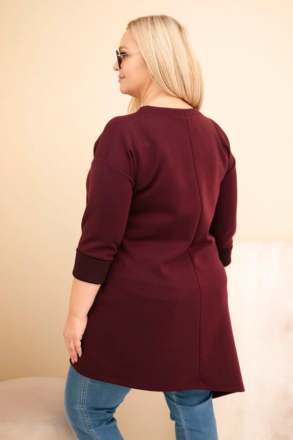 Damenkleid Plus Size aus Viskose mit lockerer Passform und langen Ärmeln lila