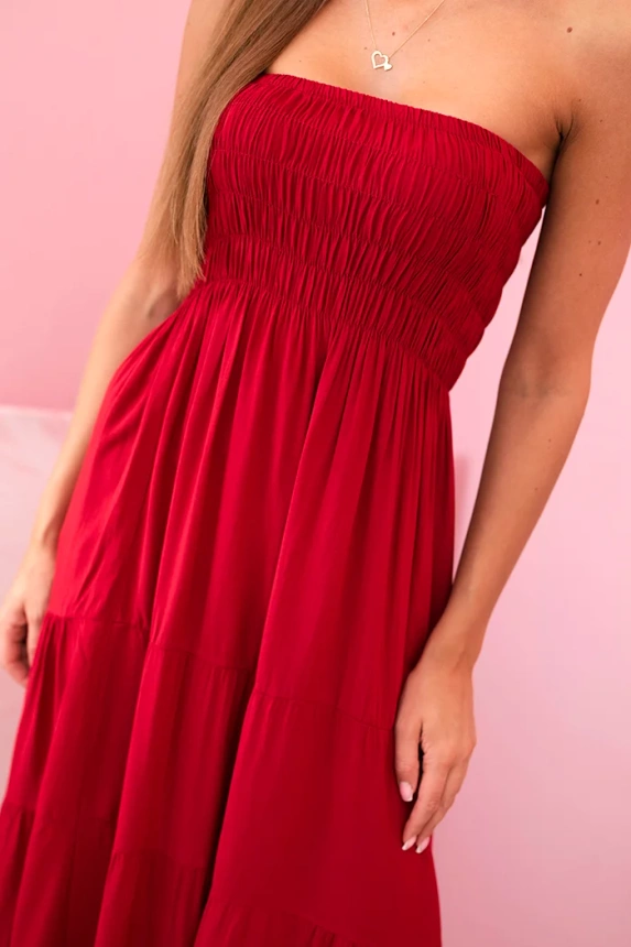 Women's viscose dress with elastic top burgundy