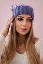 Cap with fleece Paryż K213 purple + powdered pink