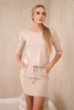 Viscose dress tied at the waist light beige