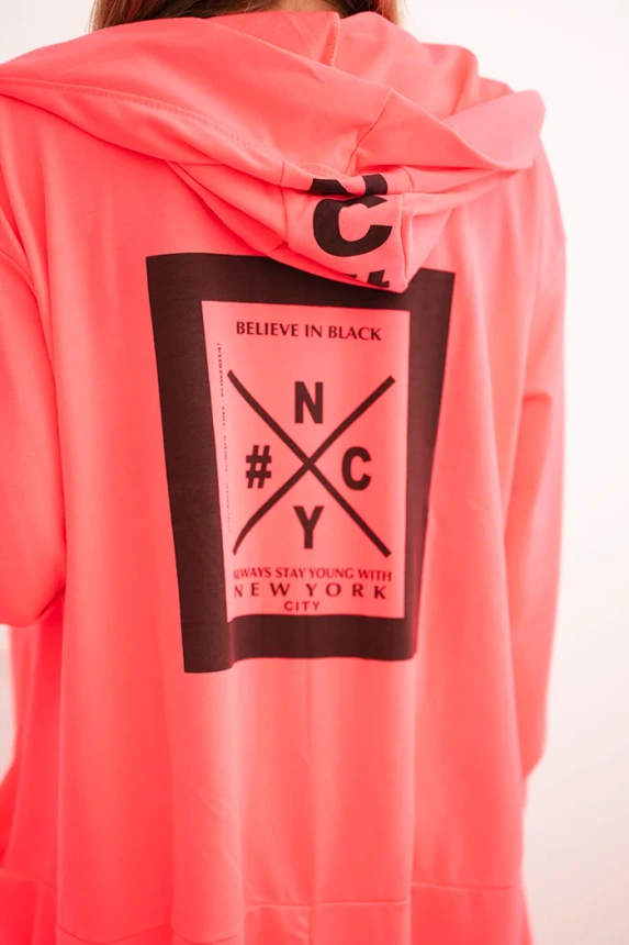 Cape with a hood oversize pink neon